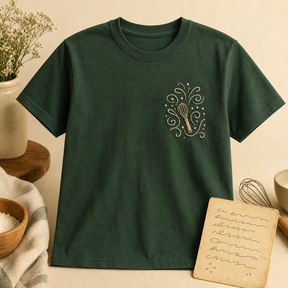 Custom grandma recipe handwriting embroidery keepsake T-shirt main product view
