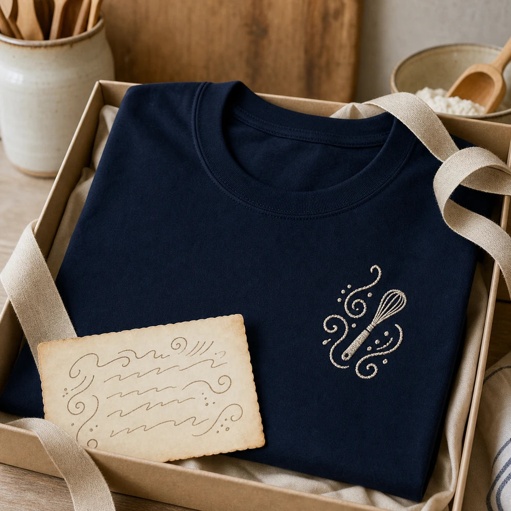 Custom grandma recipe embroidered T-shirt gift-ready presentation