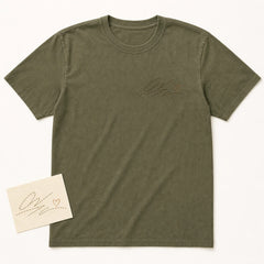 Custom Grandpa Handwriting Embroidered T-Shirt - Personalized Family Keepsake main product image with custom left chest embroidery based on short handwritten note from Grandpa