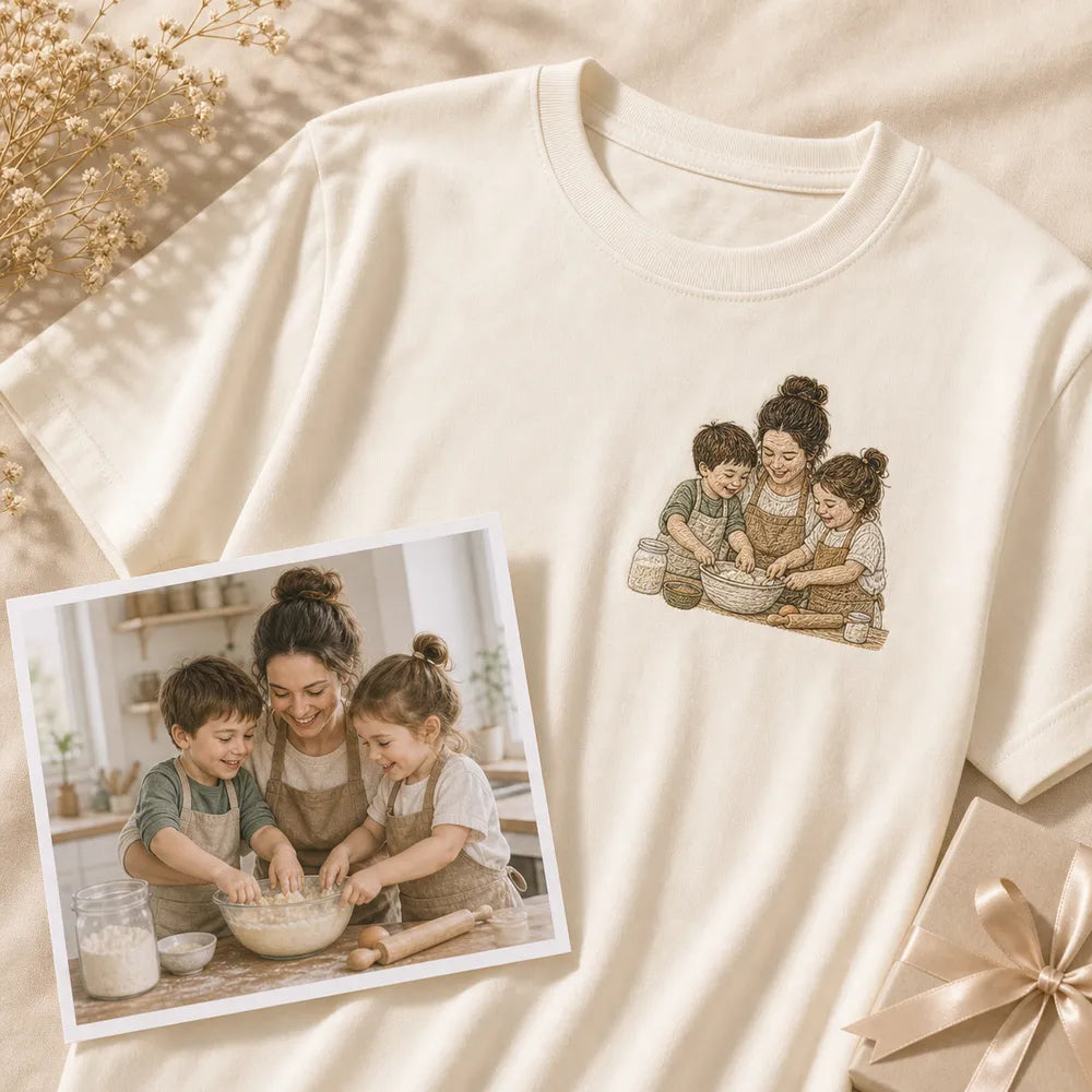 Custom Mama photo embroidered sweatshirt with left chest family portrait embroidery for Mother's Day