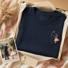 Custom Dad and Daughter Dance Embroidered T-Shirt - Personalized Dad Gift gift display image with custom left chest embroidery