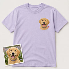 Custom pet adoption day portrait embroidered T-shirt main product view