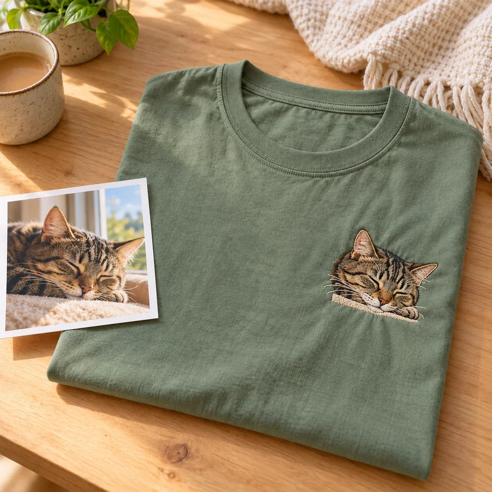 Cat window source photo with simplified stitchable embroidery