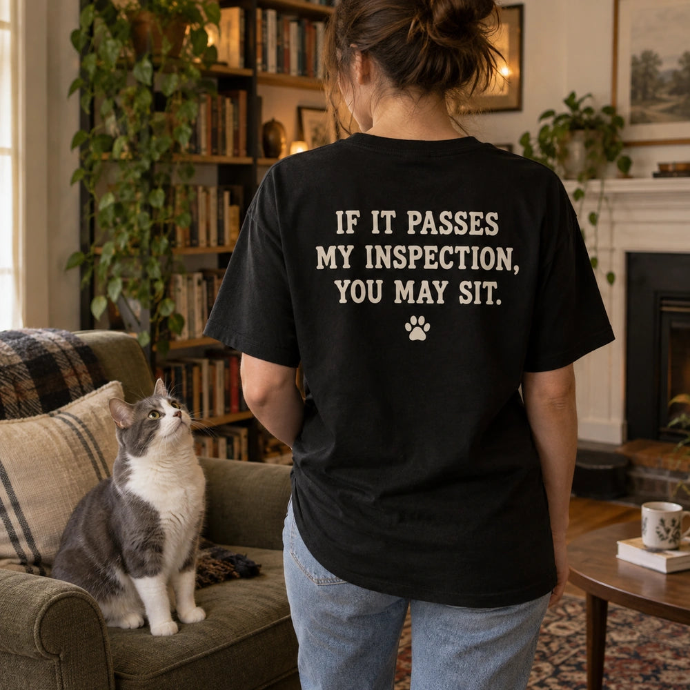 Custom Cat Portrait Embroidered T-Shirt back print view