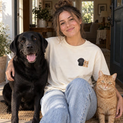 Custom Two Pet Embroidered T-Shirt front worn view