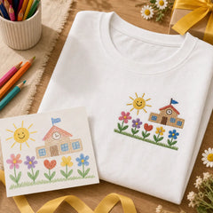 Custom kids drawing embroidered T-shirt or sweatshirt for teacher appreciation gift