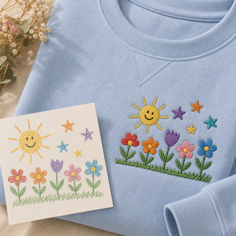 Custom kids drawing embroidered T-shirt or sweatshirt for teacher appreciation gift
