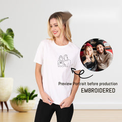 Custom photo outline embroidered T-shirt personalized gift for mom
