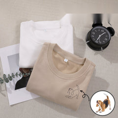 Custom pet portrait outline embroidered T-shirt personalized pet gift