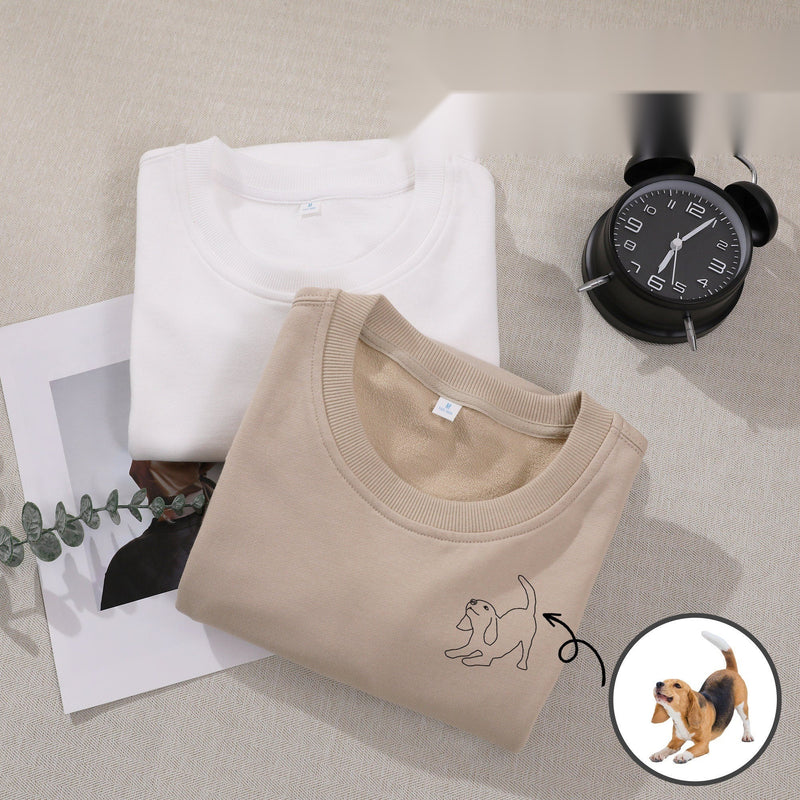Custom pet portrait outline embroidered T-shirt personalized pet gift