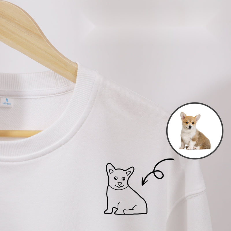 Custom Pet Portrait Outline Embroidered T-Shirt - Personalized Pet Gift-2