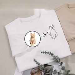 Custom Pet Portrait Outline Embroidered T-Shirt - Personalized Pet Gift-3