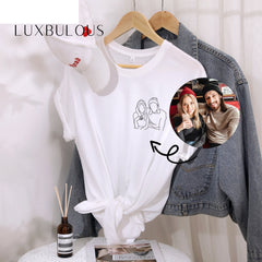 Custom Couple Photo Outline Embroidered Sweatshirt – Personalized Anniversary & Valentine's Day Gift-1