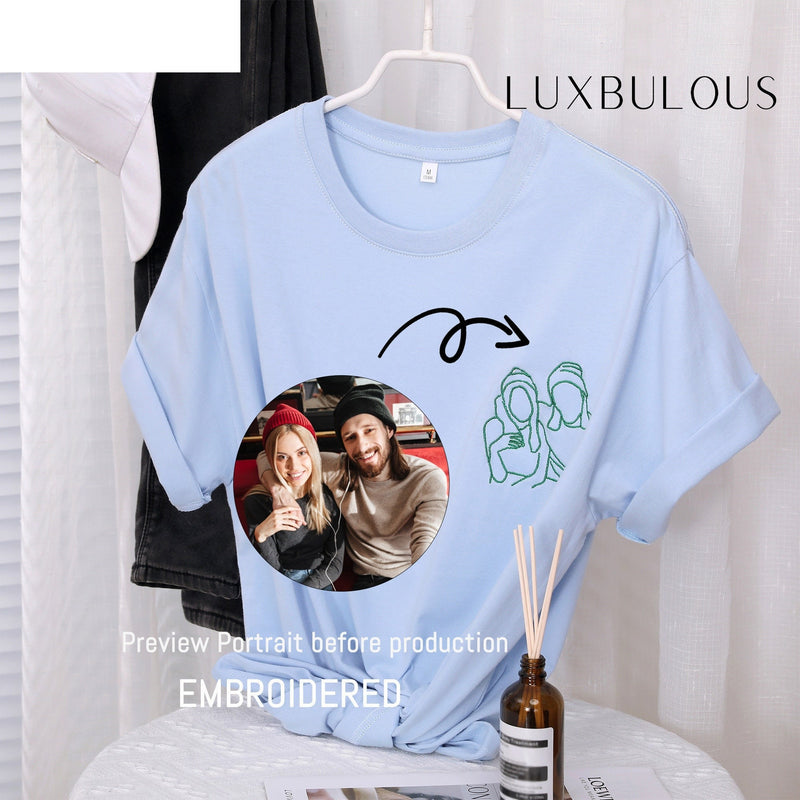 Custom Couple Portrait Embroidered Hoodie – Personalized Anniversary Gift for Him and Her-1