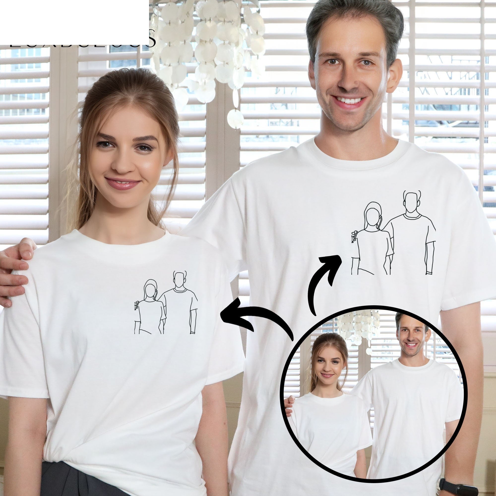 Custom Dad Photo Outline Embroidered T-Shirt – Personalized Father's Day Gift