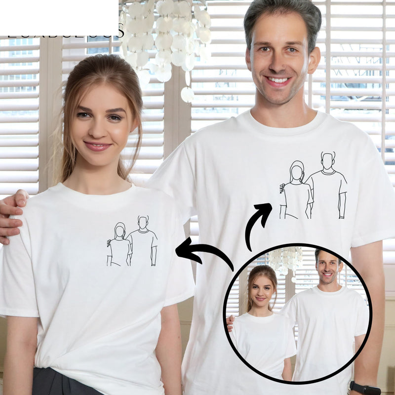 Custom Dad Photo Outline Embroidered T-Shirt – Personalized Father's Day Gift-1