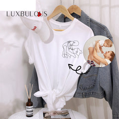 Custom Mom & Baby Photo Outline Embroidered T-Shirt – Personalized Mother's Day Gift-1
