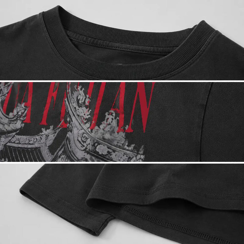 HOLA FUJIAN black and white printed T-shirt print detail