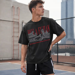 HOLA FUJIAN black and white printed T-shirt lifestyle view
