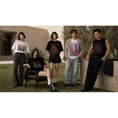 HOLA FUJIAN black and white printed T-shirt artwork visual