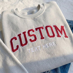 Custom Varsity Embroidered Sweatshirt, Personalized Filled Embroidery Crewneck, Graduation Gift, Back to School Hoodie - image 1