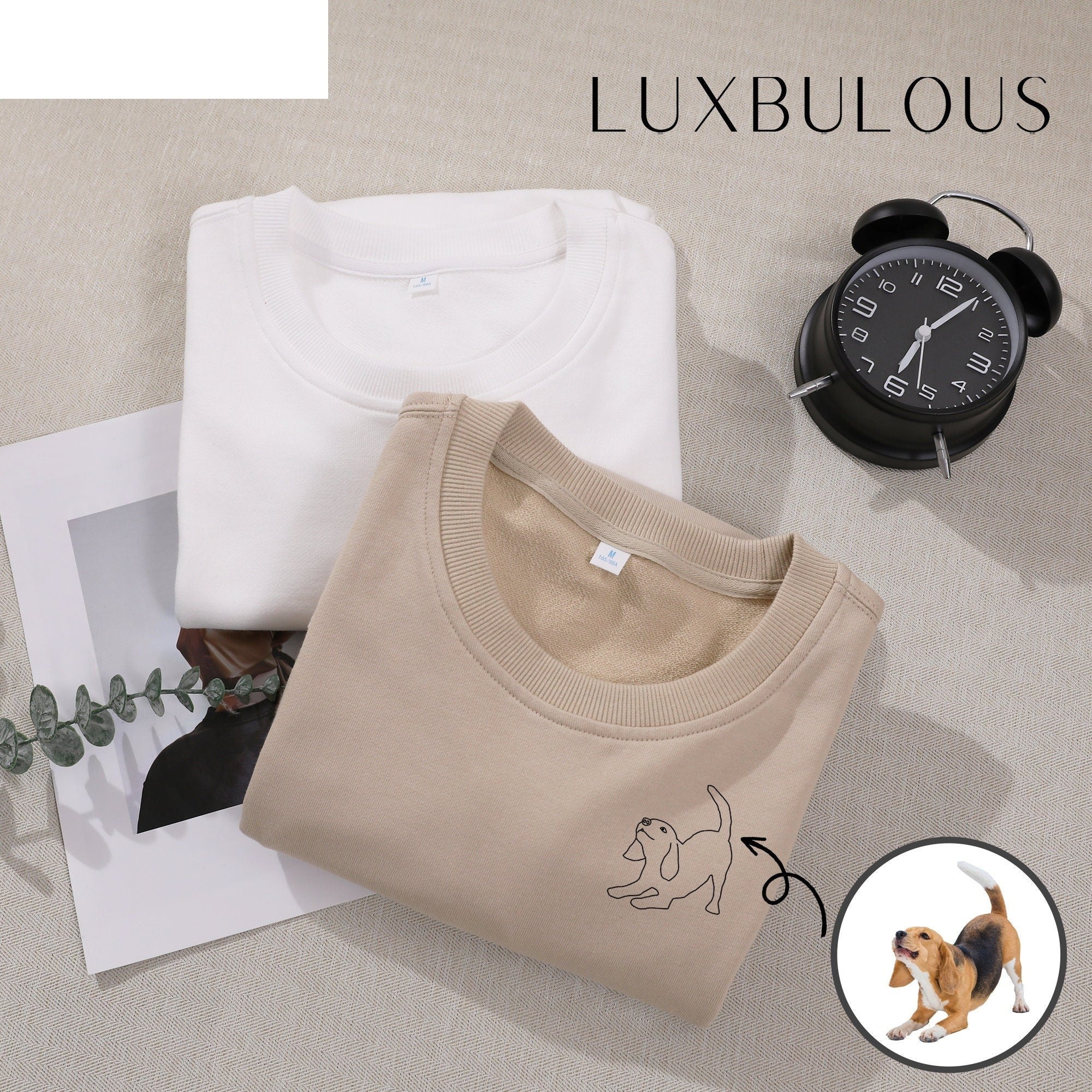 Custom Pet Portrait Outline Embroidered Sweatshirt – Personalized Dog & Cat Mom Gift