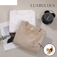 Custom Pet Portrait Outline Embroidered Sweatshirt – Personalized Dog & Cat Mom Gift-1