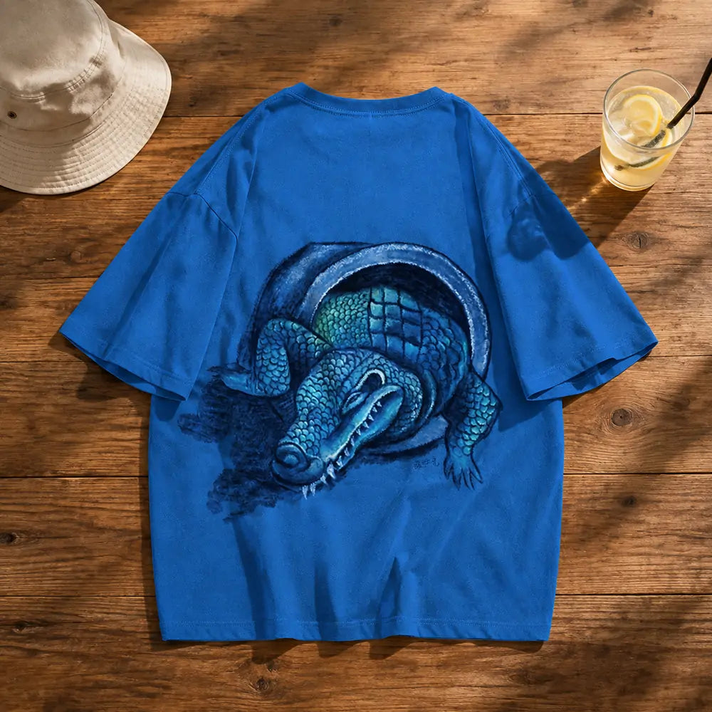 Zhang Shixian Huge Crocodile artist collaboration printed T-shirt back view