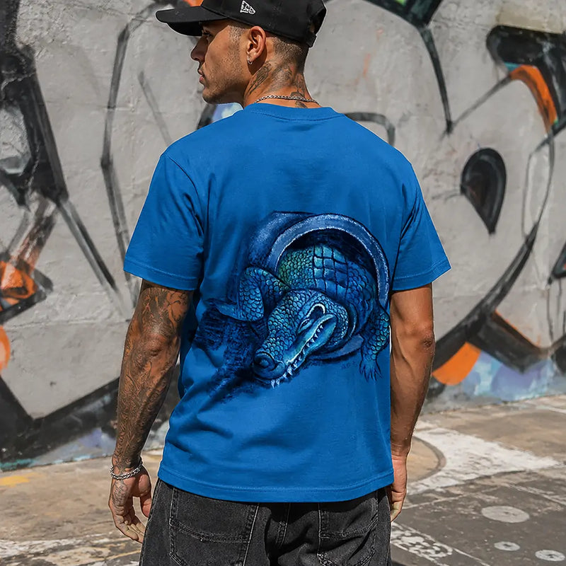Zhang Shixian Huge Crocodile artist collaboration printed T-shirt lifestyle view two