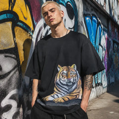 Zhang Shixian Lion artist collaboration printed T-shirt lifestyle view one