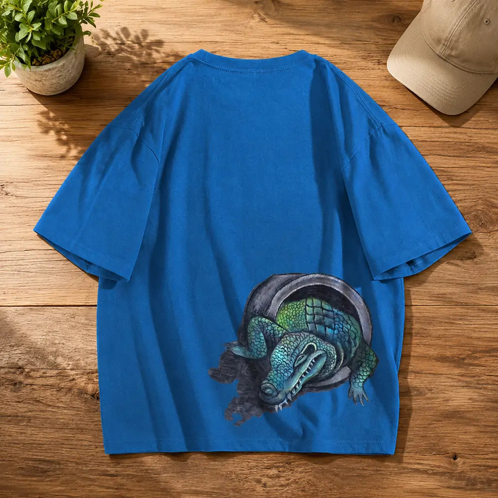 Zhang Shixian Little Crocodile artist collaboration printed T-shirt back view